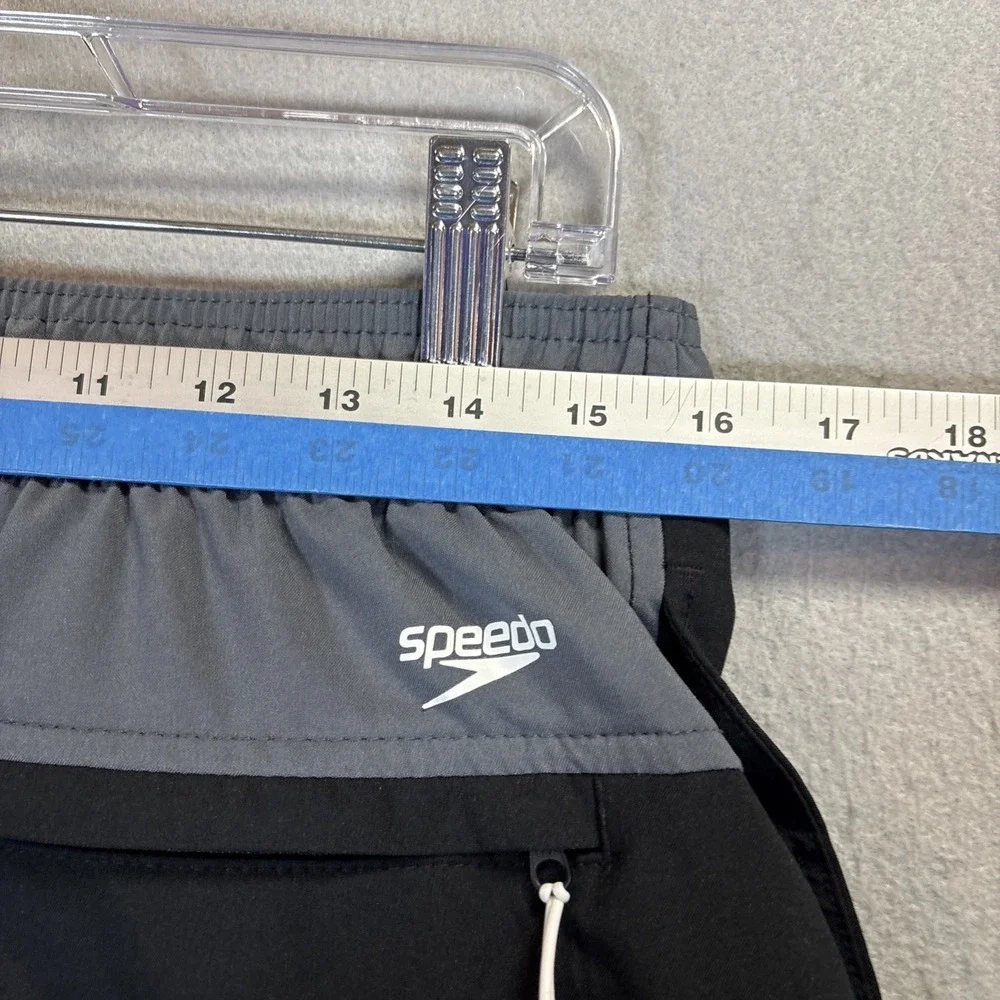 Speedo Men's Swim Trunk Knee Length Size Large Black and Gray‎ EUC Pockets